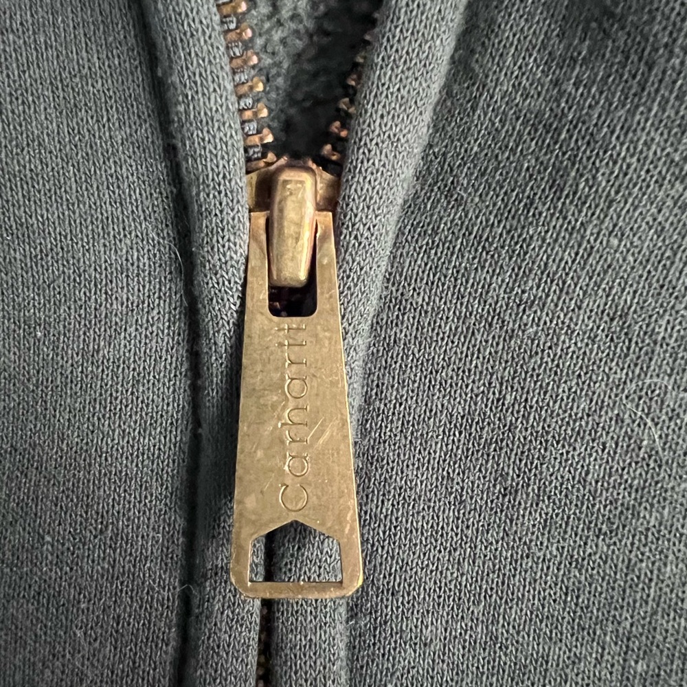 🧥 Vintage Carhartt Full-Zip Hoodie Jacket Olive Green Sherpa Lined Size L - Picture 6 of 7